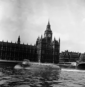 Big Ben Prints: The inaugural day of the first passenger hovercraft service on the Thames with a Denny D2