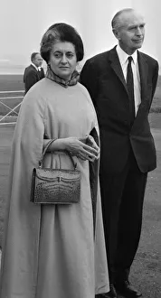 Indian Prime Minister Mrs Indira Gandhi seen here being greeted by Foreign Secretary Sir
