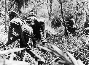 00411 Prints: Indian troops of the Frontier Force Rifles launch an assault on a precipitous hill