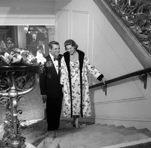 Screen Prints: Ingrid Bergman filming in Covent Garden London with Cary Grant December 1957