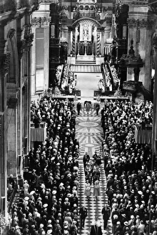 Cathedrals Prints: Inside St Pauls Cathedral at a service of thanksgiving for the Queen Mother