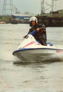 Instructor Tim Shaw puts the new police jet ski through its paces on the river Tyne