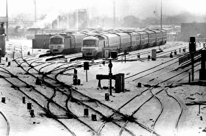 Some of the Inter-City 125 High Speed trains standing in the snow at Heaton Depot on 13th