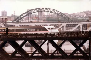 Bridges Prints: An Intercity 225 electric train crossing the King George Bridge over the River Tyne