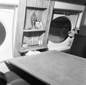 00303 Prints: The interior of Frank Sinatra Gulfstream private jet after it had landed at Gatwick