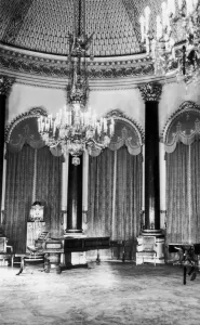 Piano Prints: Interior view of Buckingham Palace showing the Music Room, circa 1960