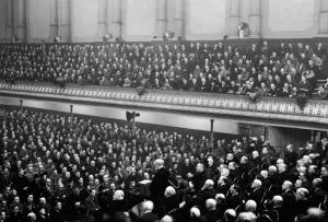Interior view of the Free Trade Hall building in Peter Street, Manchester