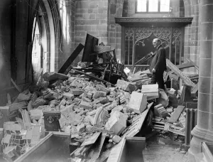 Interior view of St Martins church in Birmingham during the Second World War