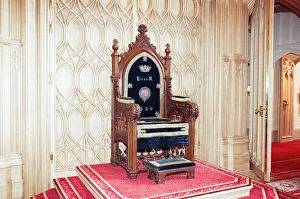 Castle Prints: Interior view of Windsor Castle showing restoration after it was damaged by fire in 1992
