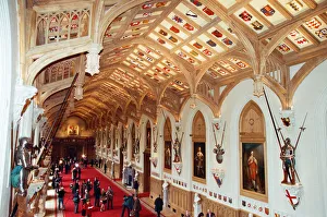 01135 Prints: Interior view of Windsor Castle showing restoration after it was damaged by fire in 1992