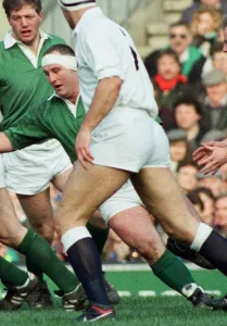 Five Nations Prints: Irelands Gary Halpin (centre) seen here in action against England at Twickenham during