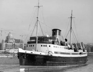 Marine Prints: The Isle of Man steamer Monas Isle docked in London 30 October 1980