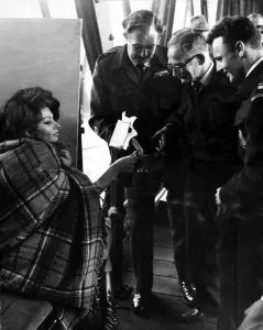 Hollywood Prints: Italian film star Sophia Loren sign autographs during a break in filming for the film