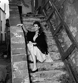 Scarves And Shawls Prints: Italian Lucianna Paluzzi February 1958 Film star actress on the set of