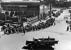 Italian prisoners being marched through Gondar after its surrender to British