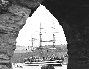 Adventure Prints: The Italian sail training ship Amerigo Vespucci framed in an archway on the River Dart
