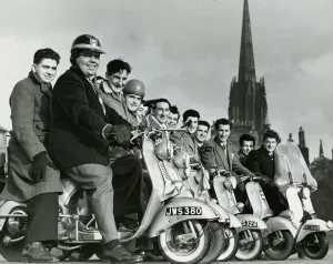 Scooter Prints: Italian Vespa Club of Edinburgh February 1954 Lined up with their scooters