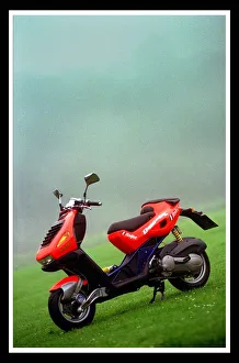 00143 Prints: Italjet scooter July 1999 for Road Record supplement red blue bike