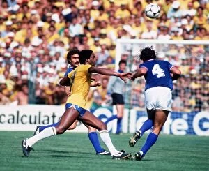 Images Dated 5th July 1982: Italy v Brazil World Cup 1982 football Serginho, Cabrini