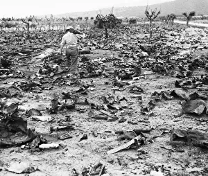 Italy in the wake of the retreating Germans. German ammunition dump destroyed by British