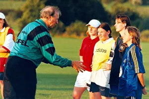 Coaching Prints: Jack Charlton coaching some of the girls from the North East football teams in August