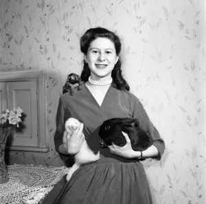 Jack Goodman and family with TV animals. March 1957 A331-009