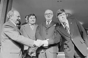 Trades Union Prints: Jack Jones leader of the TGWU seen here shaking hands with Mike Yarwood as Prime Minister