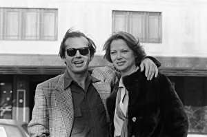 Jack Nicholson and Louise Fletcher pose for photographers outside The Dorchester Hotel to