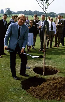 Jack Nicklaus October 1982 Plants a tree outside clubhouse at St Mellions golf