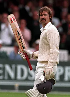 Jack Russell of England walks off at Lords after scoring 124 runs in the second test