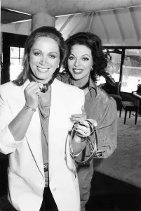 Jackie Collins author with her actress sister Joan Collins February 1989
