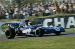 Jackie Stewart motor racing driver in Tyrrell Ford car 1971 at Brands Hatch