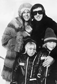Jackie Stewart with wife Helen and sons Paul Stewart and Mark Stewart in Geneva 1974