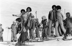 Switzerland Prints: The Jackson 5 February 1979 performing in Switzerland on the slopes