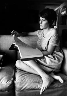 Thoughtful Prints: Jacqueline Bisset actress December 1967 in the living room of her home in Malabu