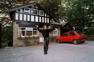 Jacqueline Pirie Actress Who stars in Emmerdale Farm on ITV standing outside her