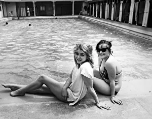 Lido Prints: Jacquie Golding and Anna Reeves soaking up the sun at Clifton swimming pool