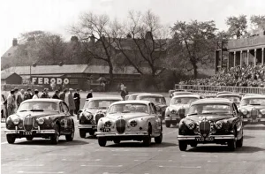 Automobile Prints: Jaguar S-Type Saloon Car Motor Racing April 1961 The start of the saloon car race
