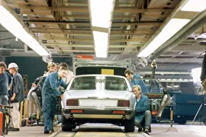 00444 Prints: The last Jaguar XJ6 to be built on the old production line reaches the end of the track