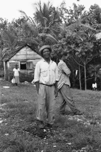 Caribbean Prints: Jamaican Maroons pose for the camera outside their house in St Elizabeth