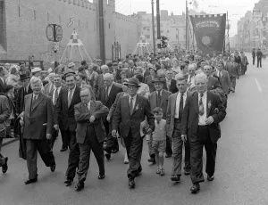 James Callaghan MP July 1958 marches in the South Wales Miners Rally in