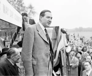 James Callaghan MP speaking at a May Day Rally in Hyde Park, London 1957