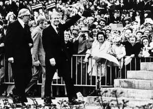 00156 Prints: James Callaghan Prime Minister accompanies Jimmy Carter USA President during a walkabout