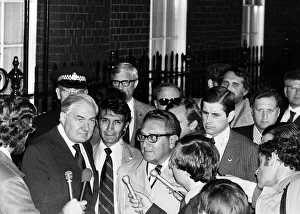 James Callaghan Prime Minister with Henry Kissinger outside 10 Downing Street surrounded