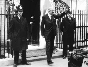 00156 Prints: James Callaghan Prime Minister leaving No10 Downing Street 1979