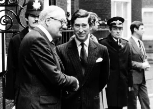 James Callaghan Prime Minister outside No10 Downing Street with Prince Charles 1979