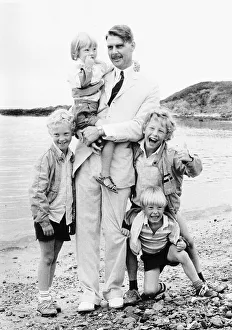 James Fox Actor with his children in Anglesey North Wales September 1983