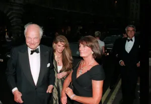 James Goldsmith with wife and Jemima Goldsmith arrives for a party