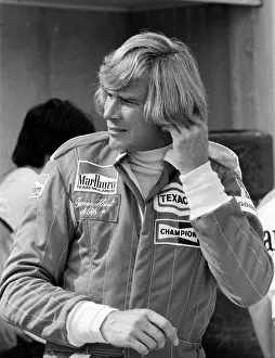 00497 Prints: James HUnt attends a practice day for the British Grand Prix held at Brands Hatch, Kent
