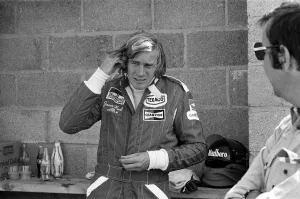 00496 Prints: James Hunt puts his new car, the Marlborough-McLaren M. 26